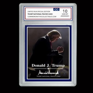 1 pieza: Homenaje de oración conmemorativo envuelto en acrílico - Donald J. Trump, firmado, GEM-MINT 10, objeto de colección inspirado en la fe, para fanáticos y coleccionistas.