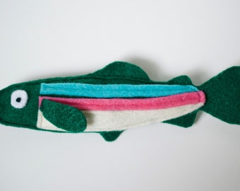 Cat Toy Rainbow Trout | Handmade Cat Toy, Organic Catnip and Silvervine, Cat Lover Gift | The Catnip Calico