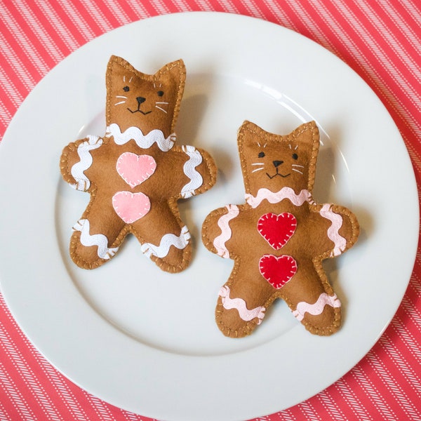 Cat Toy Valentine's Day Gingerbread Cat Cookies | Handmade Cat Toy, Organic Catnip and Silvervine, Cat Lover Gift | The Catnip Calico