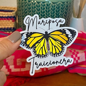Adesivo Mariposa Traicionera - Adesivo mexicano - Decalque artesanal mexicano - Adesivo de borboleta - Adesivo de espelho à prova d'água à prova de intempéries - Mana