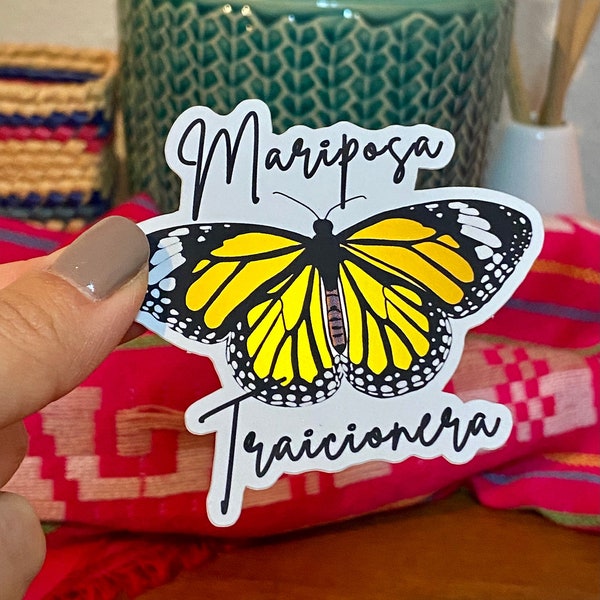 Mariposa Traicionera Sticker - Mexican Sticker - Mexican Artisan Decal - Butterfly Sticker - Weatherproof Waterproof Mirror Sticker - Mana