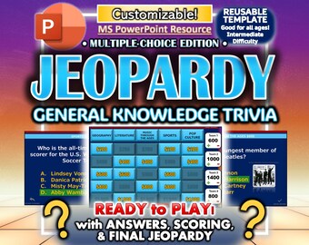 Interactive Jeopardy PowerPoint Game: Customizable Trivia Template (Digital Download)