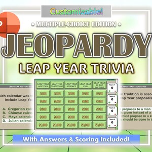 Leap Day Jeopardy Trivia Game - For PowerPoint, Customizable with Scoring (.ppt) Ready to Play, Digital Learning Resource for the Leap Year
