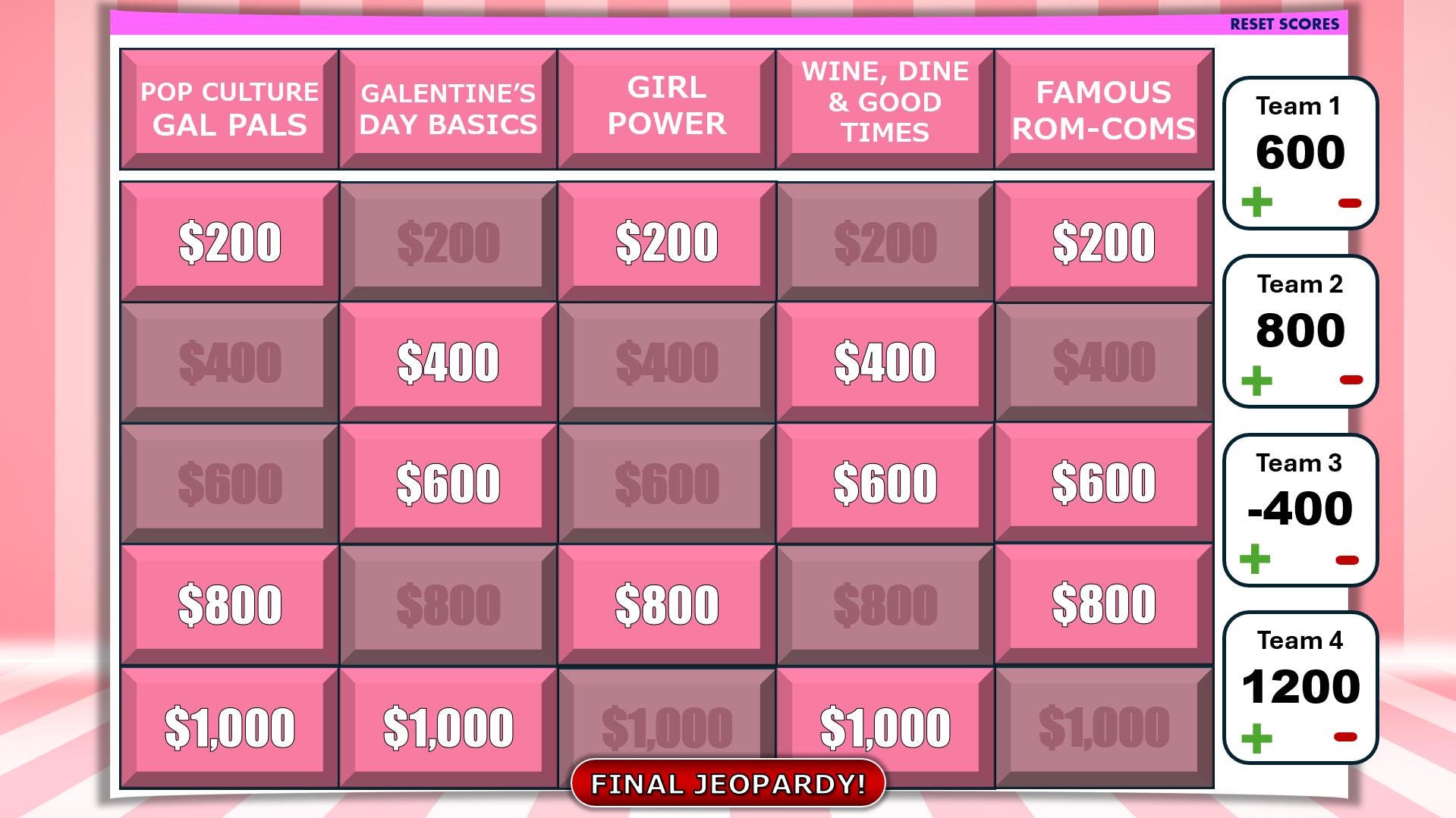 Galentine's Day Party Game - Jeopardy Powerpoint Trivia (customizable ...