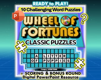 Wheel of Fortune PowerPoint Game: 10 Classic Puzzles (Digital Download)