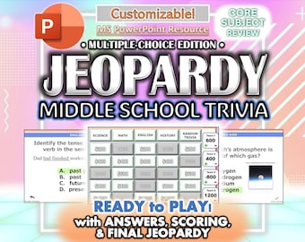 Interactive Jeopardy PowerPoint Game: Customizable Middle School Trivia (Digital Slideshow)