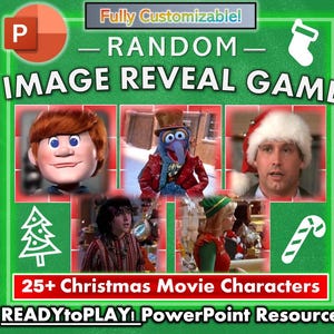 Image Reveal Game 3x3 - Christmas Movie Character Challenge (PowerPoint)