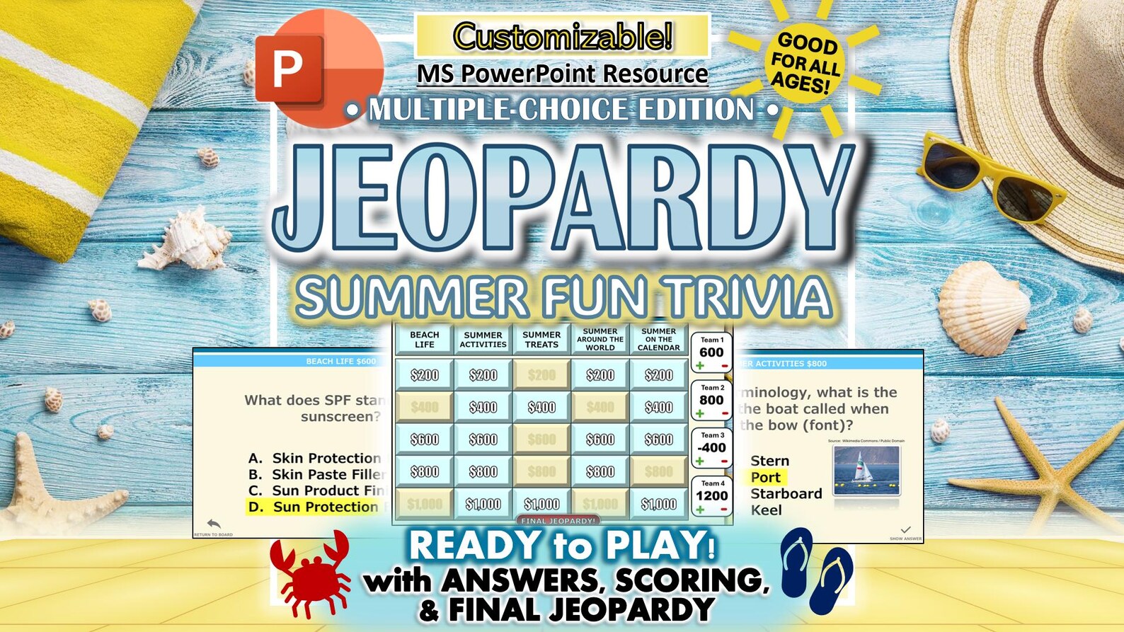 Summer Fun Jeopardy Trivia - Digital Party Game, Customizable Resource ...