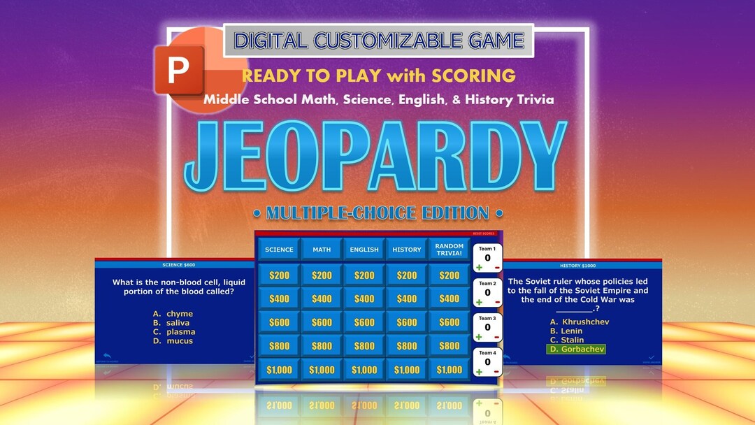 Jeopardy Powerpoint Game Customizable Template, Ready to Play