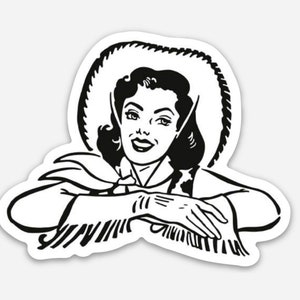Retro Cowgirl Vinyl Sticker