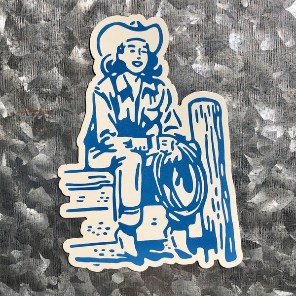 Cowgirl On A Fence magnet