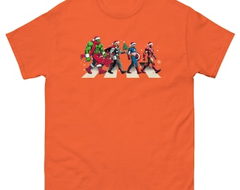 Christmas Avengers Hulk Thor Captain America Ironman cross the street Ultra Soft T-shirt
