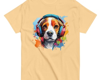 Colorful Beagle Painting with Headphones Ultra Soft T-Shirt