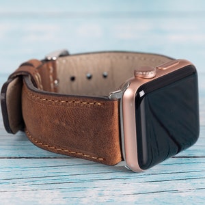 Dark Brown Personalised Genuine Leather Apple Watch Band & Strap All Series 7,6,5,4,3,2,1,SE 38mm, 40mm, 41mm, 42mm, 44mm, 45mm