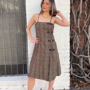 Brown Plaid Midi Dress - Etsy