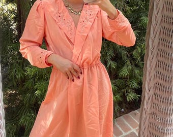 Orange Susan Howard Vintage 80er Kleid mit floralen Details