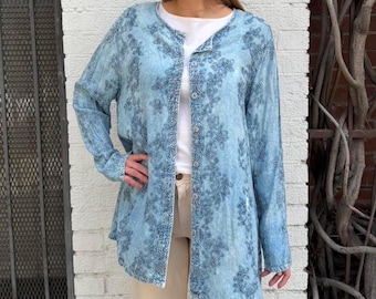 Vintage Newport News Blau besticktes Button-Down-Shirt sz L #boho #festival #costalcowgirl #western