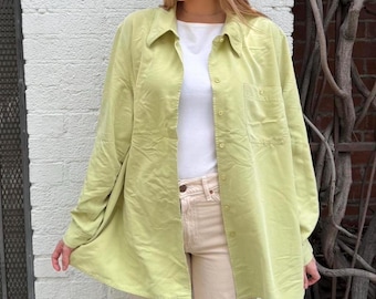 Liz Claidose Vintage Retro Lime grünes Hemd Gr. L #90s #oversized #cleangirl #boho #eurosummer