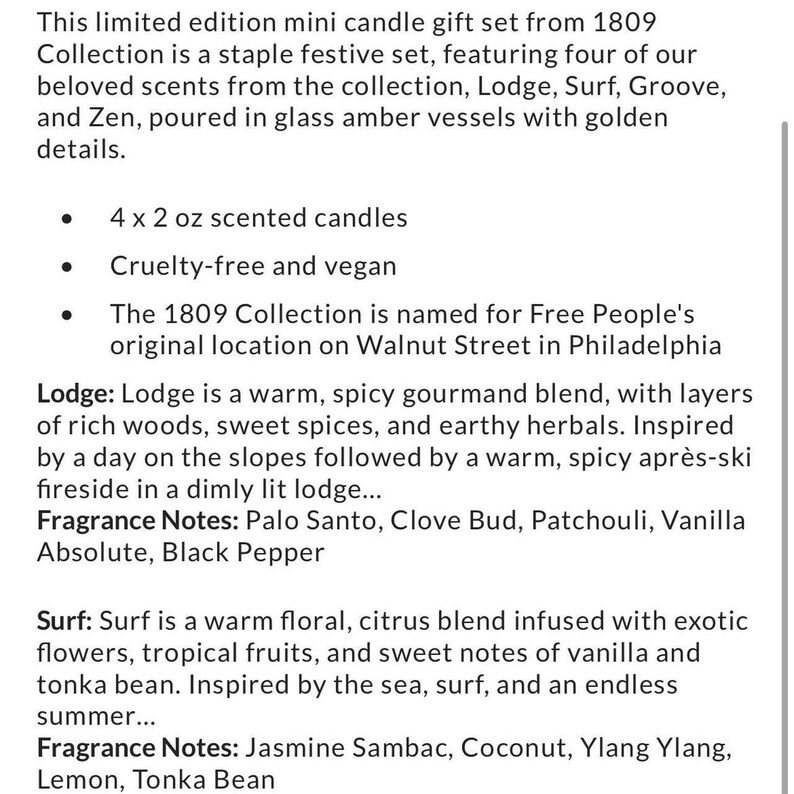 NYTT Free People 1809 Collection Mini ljus presentset / slutsåld online högtid Jul bild 5