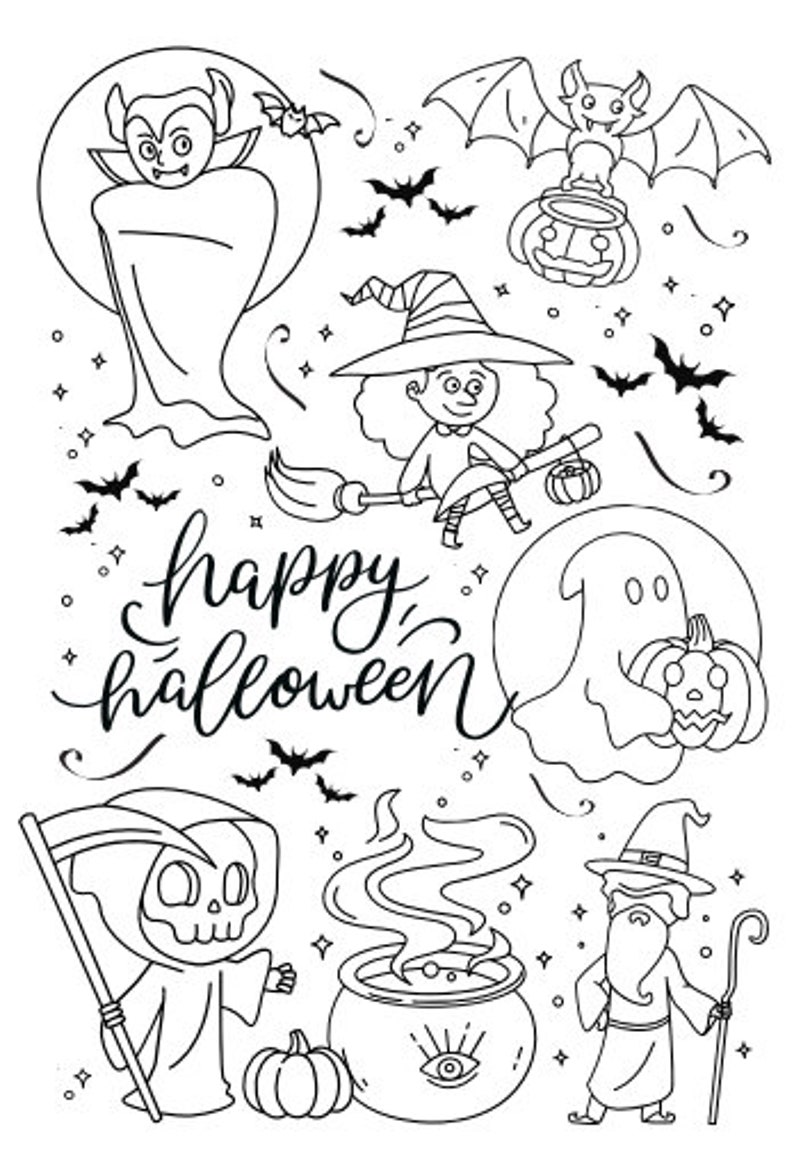 Halloween Coloring Book - Etsy