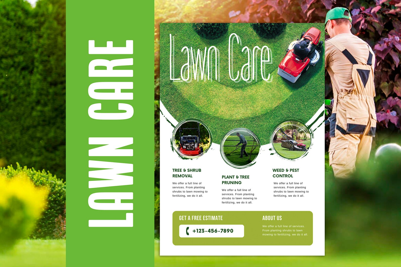 Lawn Care Flyer Editable Flyer Lawn Mowing Service Flyer 4 Etsy
