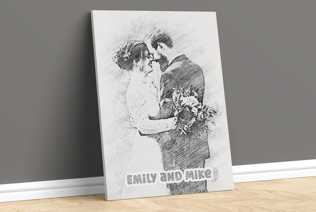 Custom Pencil Drawing Wedding Portrait Sketch From Photo Etsy
