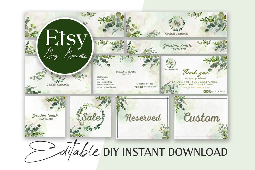 Etsy Shop Banner Kit EDITABLE DIY Branding Set Printable Etsy