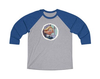 Hermey the Elf - Vintage Royal and Premium Heather Unisex Tri-Blend 3\4 Raglan Tee.