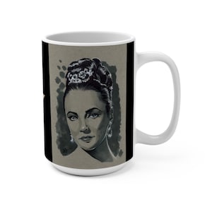 Classic black and white Elizabeth Taylor and Richard Burton custom sketch design mug 15oz