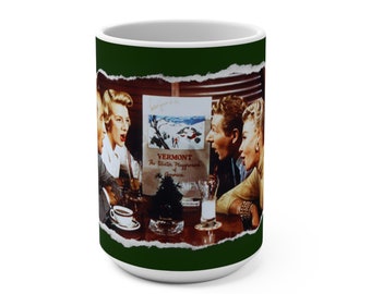 White Christmas Snow - Pine Green Ceramic Mug 15oz.