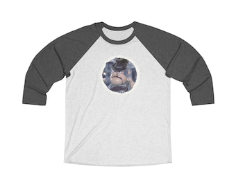 Burgermeister Meisterburger - Vintage Black and Heather White Unisex Tri-Blend 3\4 Raglan Tee.