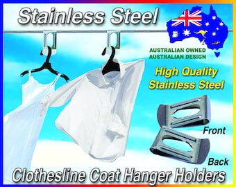 Coat Hanger Holders - Aussie S/Steel clothesline space saver 14 units per pack