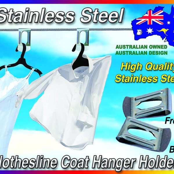 Coat Hanger Holders - Aussie S/Steel clothesline space saver 14 units per pack