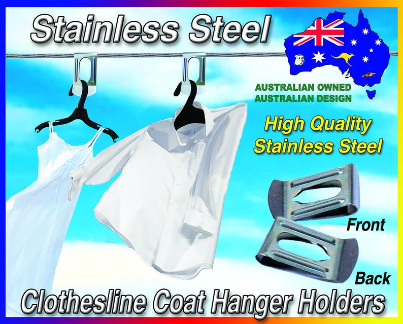 Coat Hanger Holders Aussie S/Steel clothesline space saver 14 units per pack imagem 1