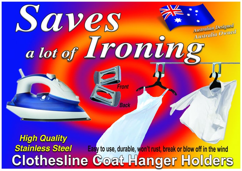 Coat Hanger Holders Aussie S/Steel clothesline space saver 14 units per pack imagem 2