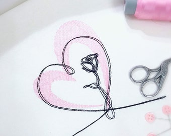 Embroidery design “Rose and heart”