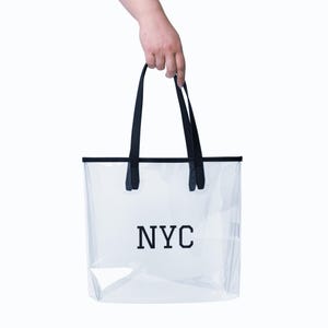 Clear Tote Bag – Stadium Approved Transparent Shoulder Bag – Concert Beach Event Bag – NFL Game Compliant Gift for Her - NY