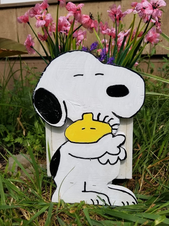Snoopy Planter Wooden Snoopy Plant Box Peanuts Planter Etsy