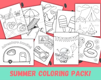 Zomer Kleurplaten, Kleurplaten, Afdrukbaar Kleurboek, Kleurplaten voor Kinderen, Kleurplaten voor Volwassenen, Zomeractiviteiten, Zomer Familieplezier