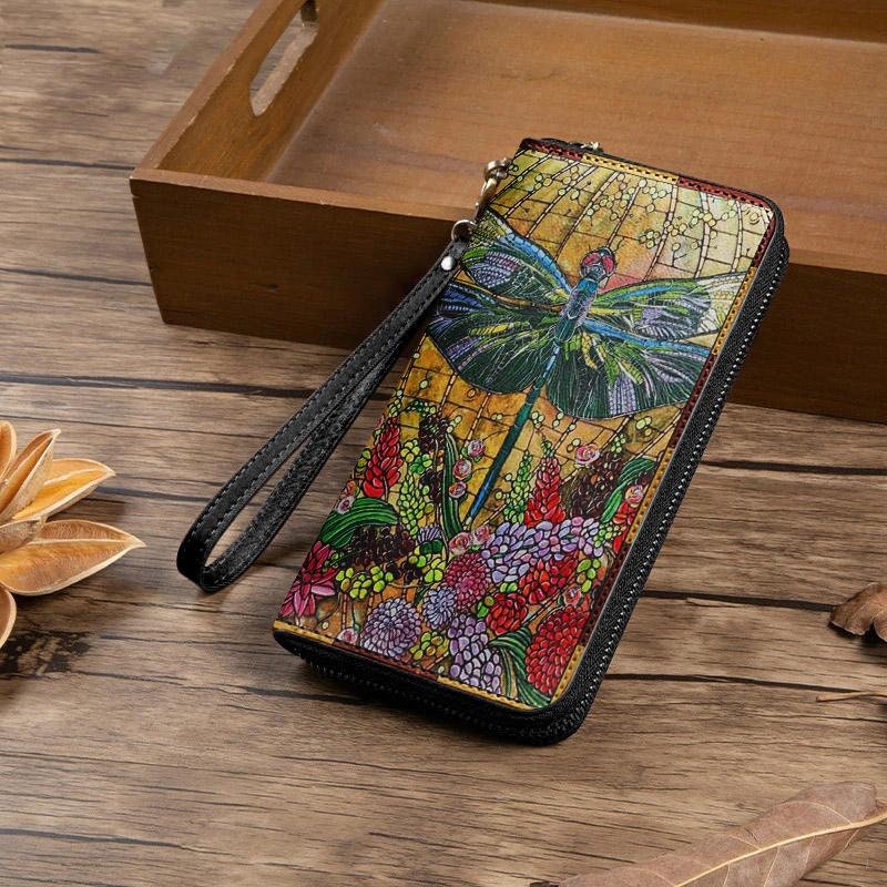 Discover Dragonfly Glasses Leather Wallet