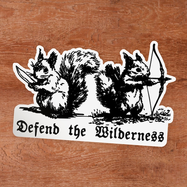 Defend the Wilderness Squirrel Sticker Protect Wildlife 2 Pack Planet Cute Nature Stickers Deer Vintage Hiking Aesthetic Tumbler Laptop