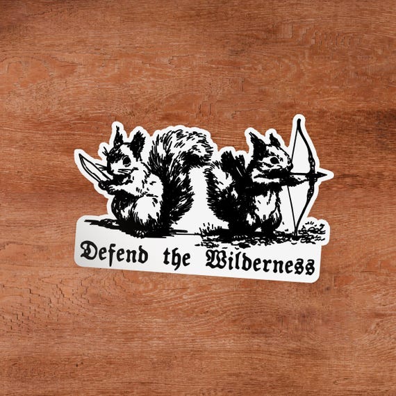 Defend the Wilderness Squirrel Sticker Protect Wildlife 2 Pack Planet Cute Nature Stickers Deer Vintage Hiking Aesthetic Tumbler Laptop