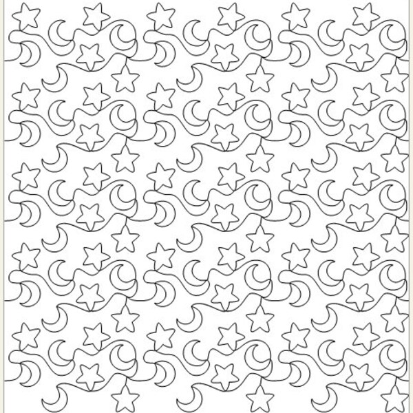 Longarm Machine Quilting Digital Pattern — Moon and Stars — Edge to Edge and Border (2 pattern pack)