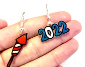 2022 New Years Fireworks Earrings Happy New Year, Holiday Party, Shrinky Dink Shrink Art