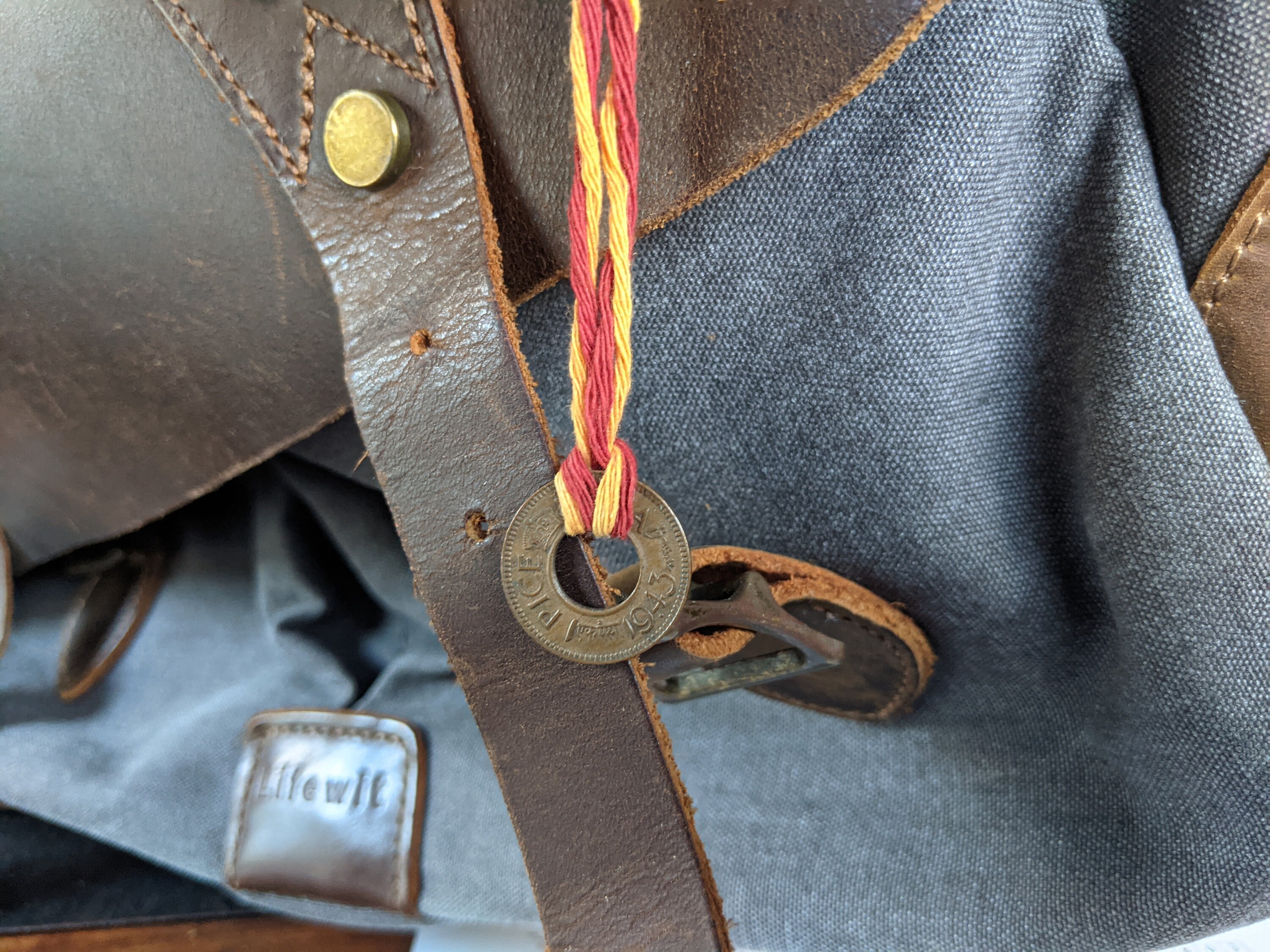 Tenet Neil Charm | 1943 Indian 1 Pice Coin Bound by Mauli Sacred Thread ...