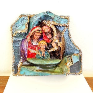 Birth of Jesus - Vintage 1960s nativity scene - Papier-mâché nativity scene hand-painted in Italy - Christmas Nativity scene