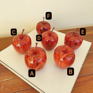 Extra Large red apples in olive wood - Wooden fruit - Wooden carved apples - Ornaments - turned wood - olive wood - Personalized gift