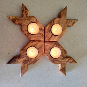 Modern Advent Wreath - Wooden Modern wreath - Nativity wreath - Advent - Christmas ornament - Olive wood wreath - Simbolo natalizio in legno