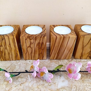 Advent wreath in olive wood- Olive Wood candlesticks - Taper Caldleholders - Candle holder - Rustic candlestick - Tealight holder