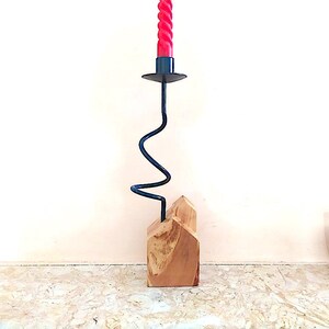 Wooden House and Forged Iron Candle Holder - Advent Candle holder - Candlestick - Home Decor - Iron - Olive Wood Houses Set